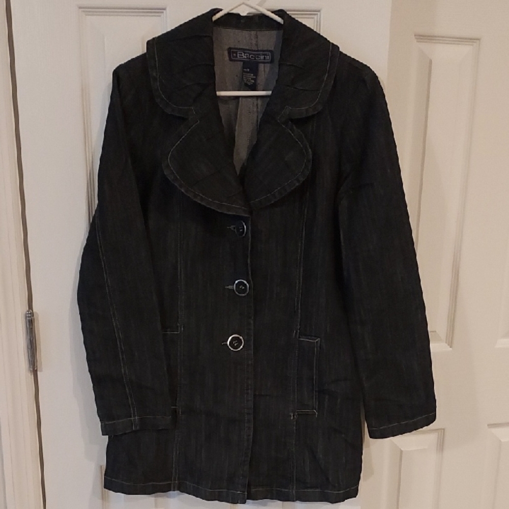Baccini Dark Gray Denim Jacket with Stylish Collar
